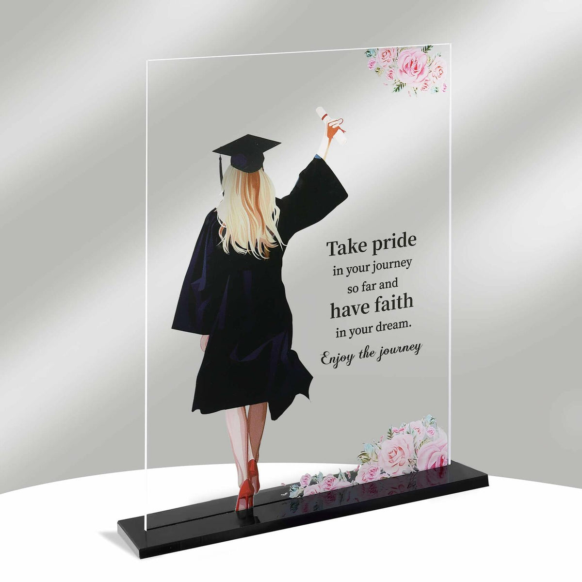Kiwayo Acrylic Inspirational Graduation Keepsake Gift for Her Black