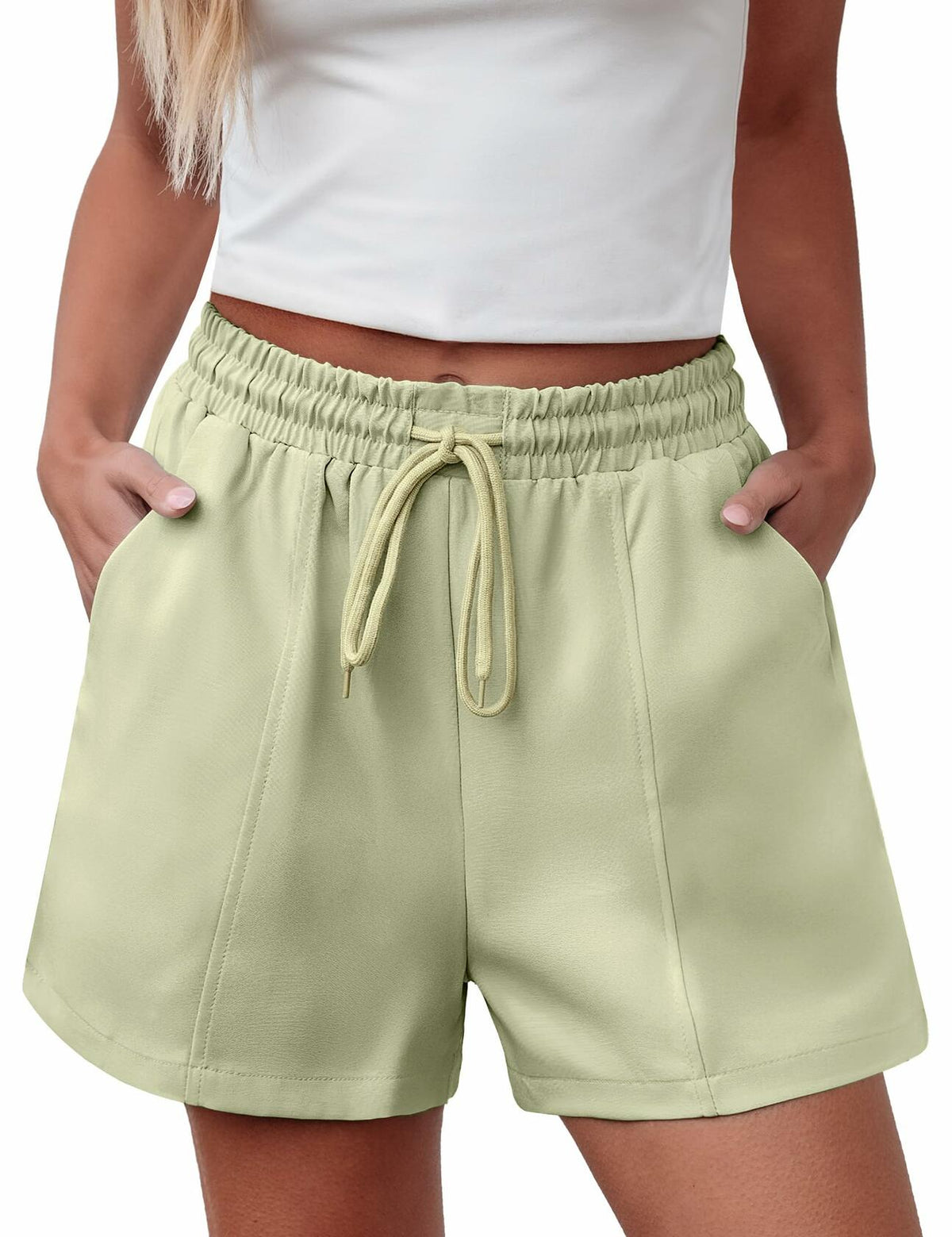 luvamia Women's Loose High Waist Lint Green Shorts Size Small