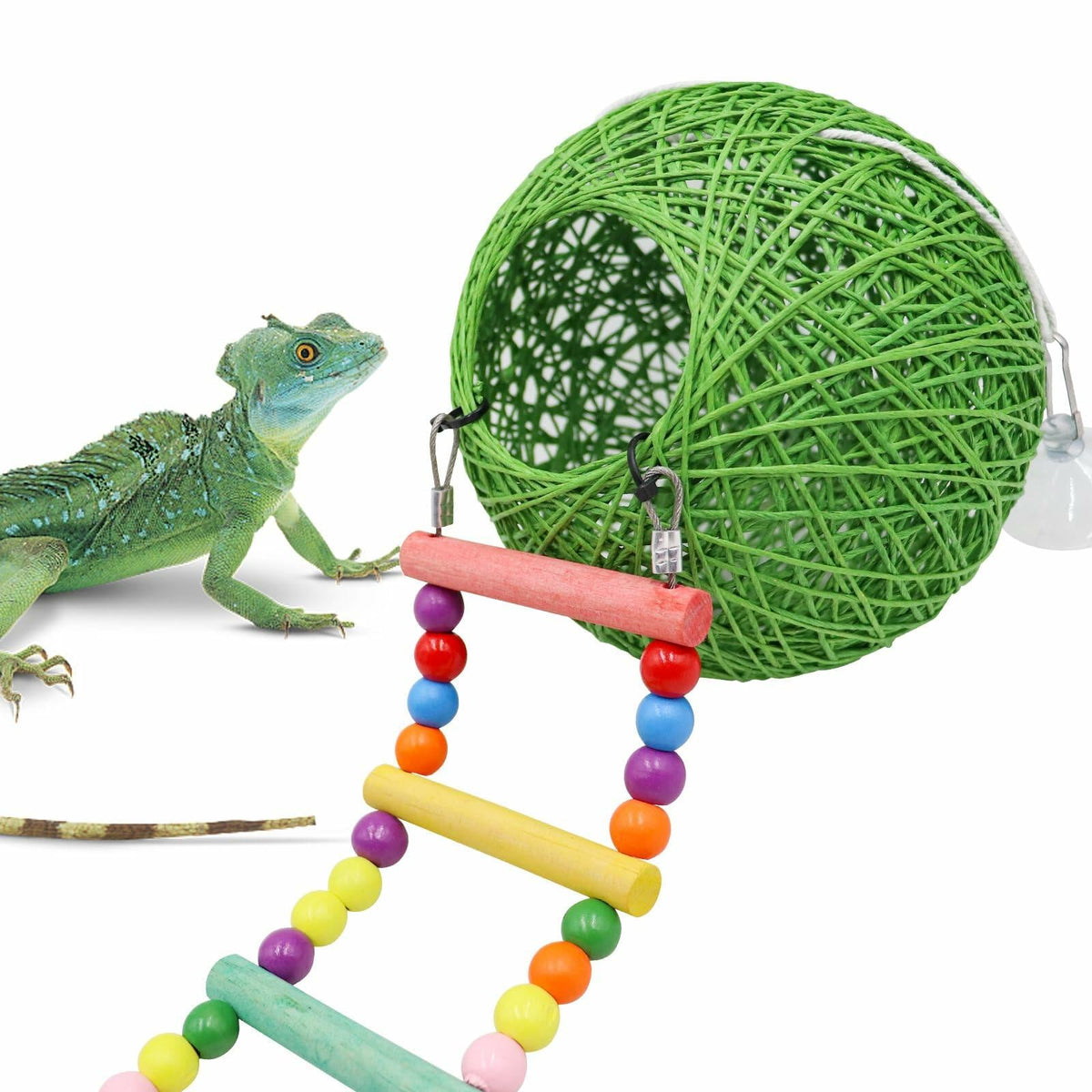 Neeenn Reptile Takraw Ball Hideout Climbing Toy Ladder Tank Decor