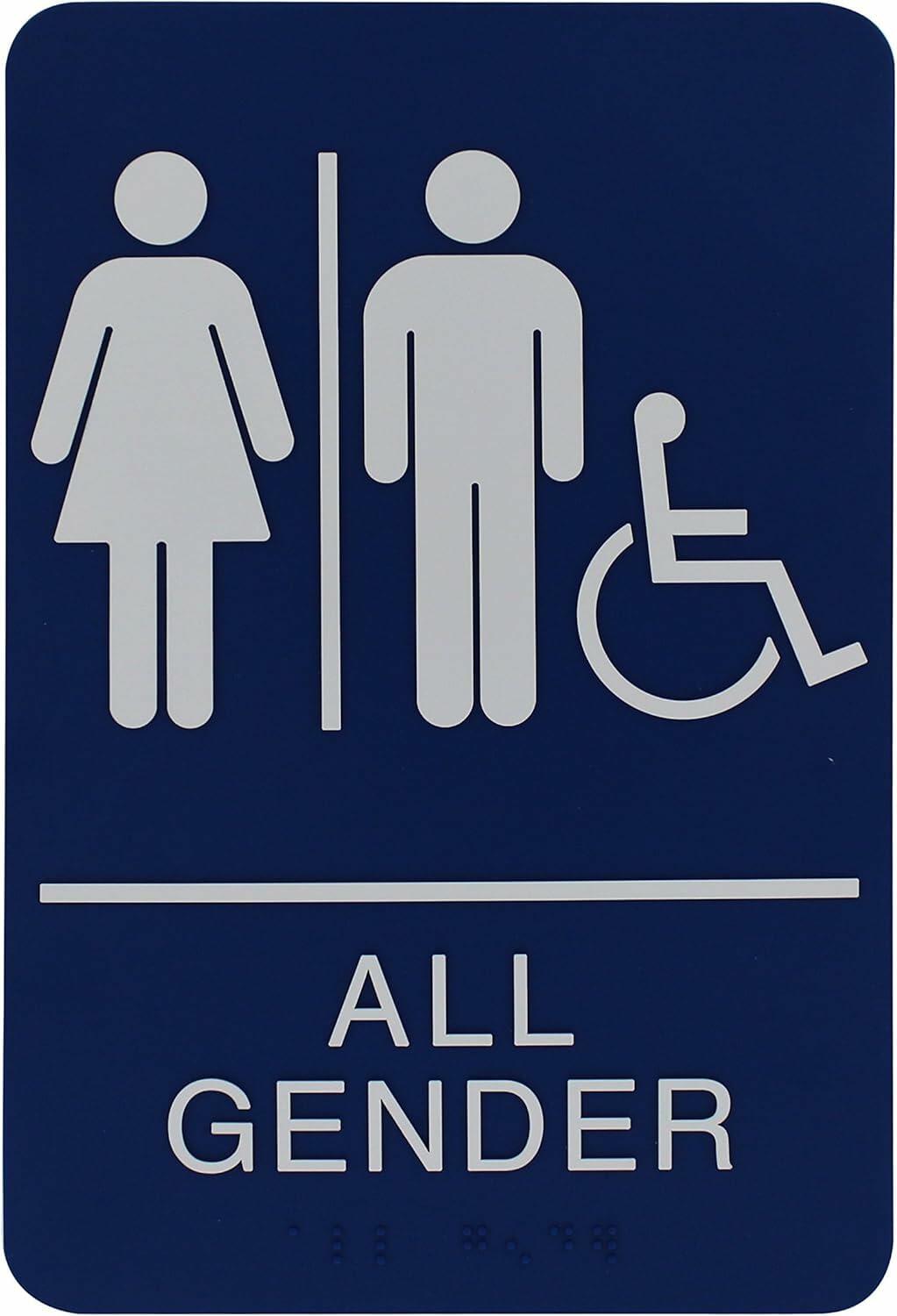 Headline Sign 9487 ADA Wheelchair Accessible All Gender Restroom Sign 6x9 Blue