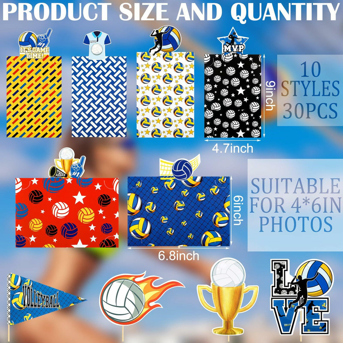 Weekgrat Volleyball Party Decorations Table Centerpiece 4x6 Photo Holders 30 PC