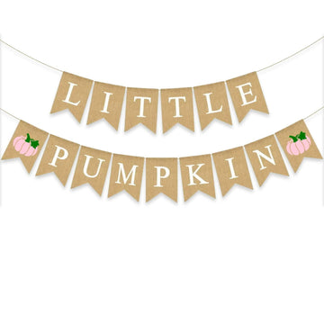 Little Pumpkin Teal Burlap Banner – Fall, Baby Shower & Birthday Decor