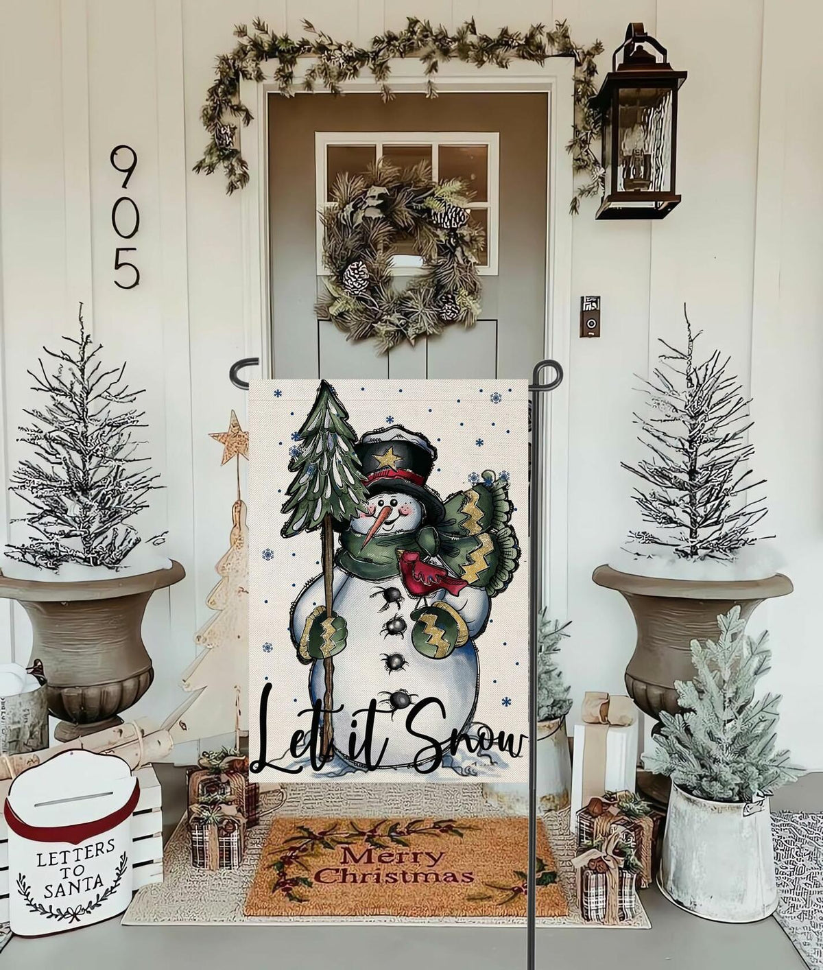 Fapulee Winter Snowman Garden Flag – 12x18in Double-Sided Christmas Yard Decor