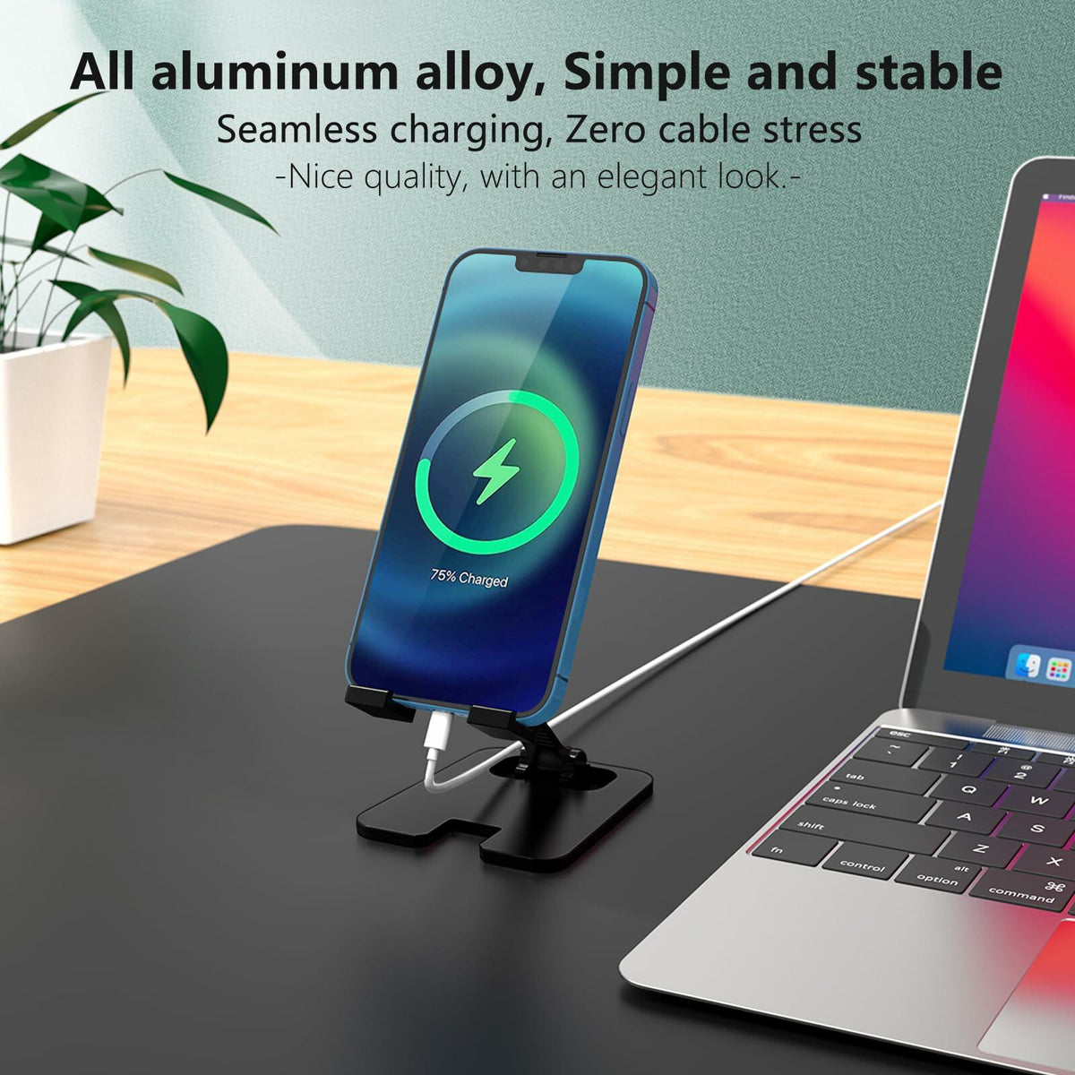 Meliya Foldable Aluminum Adjustable Cell Phone Stand Holder for Desk Silver
