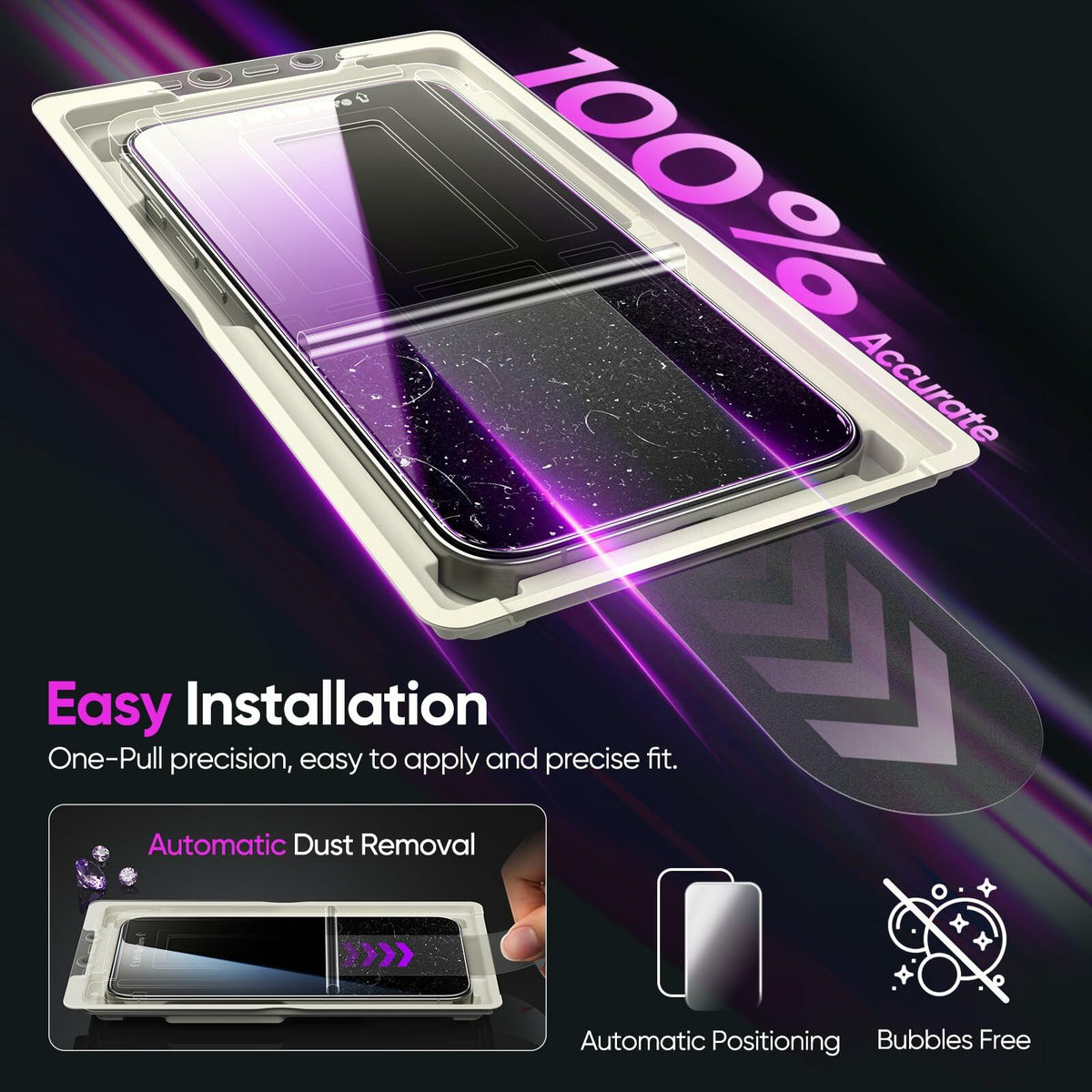 MINSLIS iPhone 16 Pro Screen Protector 9H Tempered Glass HD Clear Case Friendly