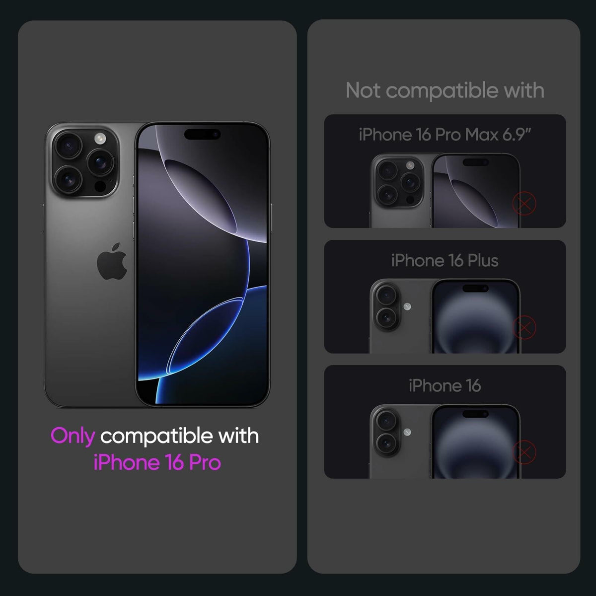 MINSLIS iPhone 16 Pro Screen Protector 9H Tempered Glass HD Clear Case Friendly