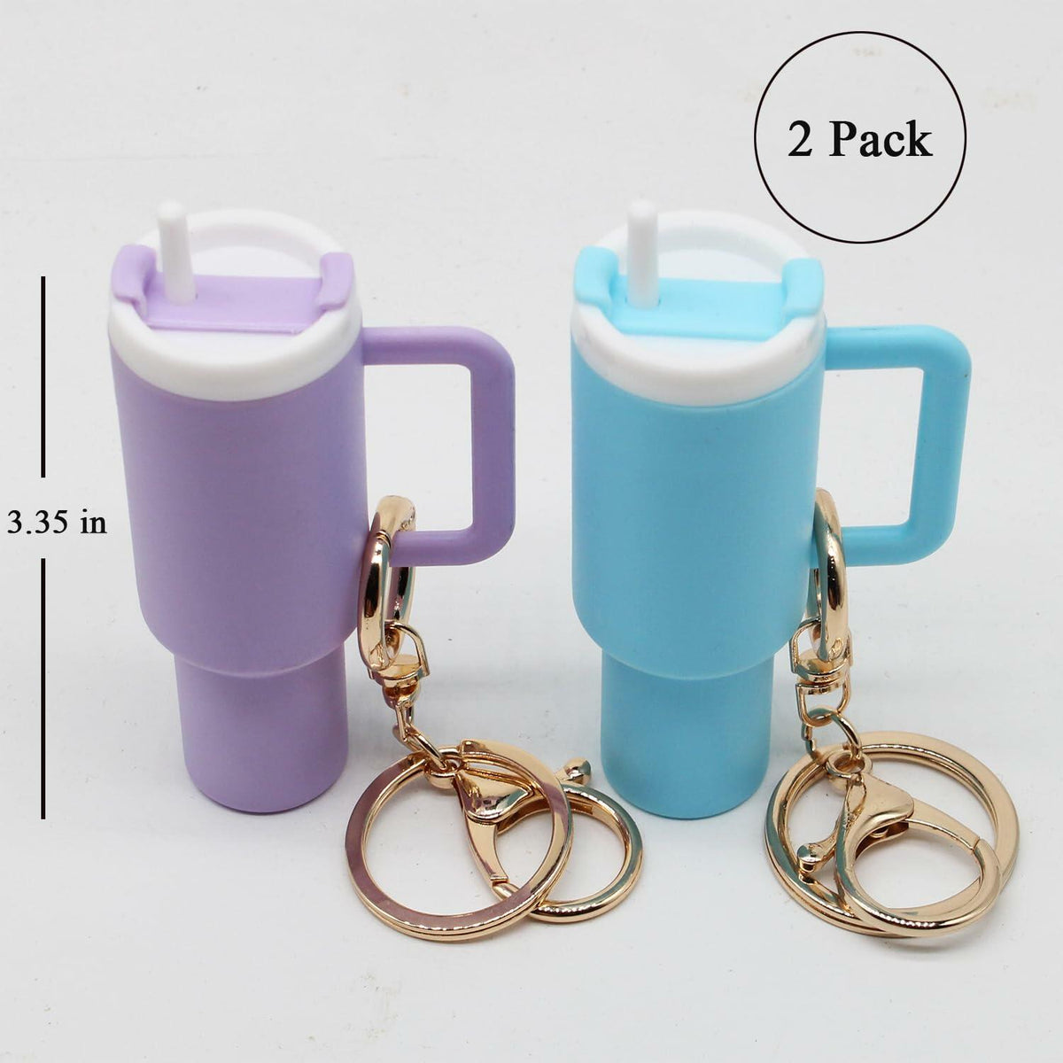 Wabogove Mini Tumbler Keychain 2 Pack Cute Cup Charms for Bags Purple+Blue
