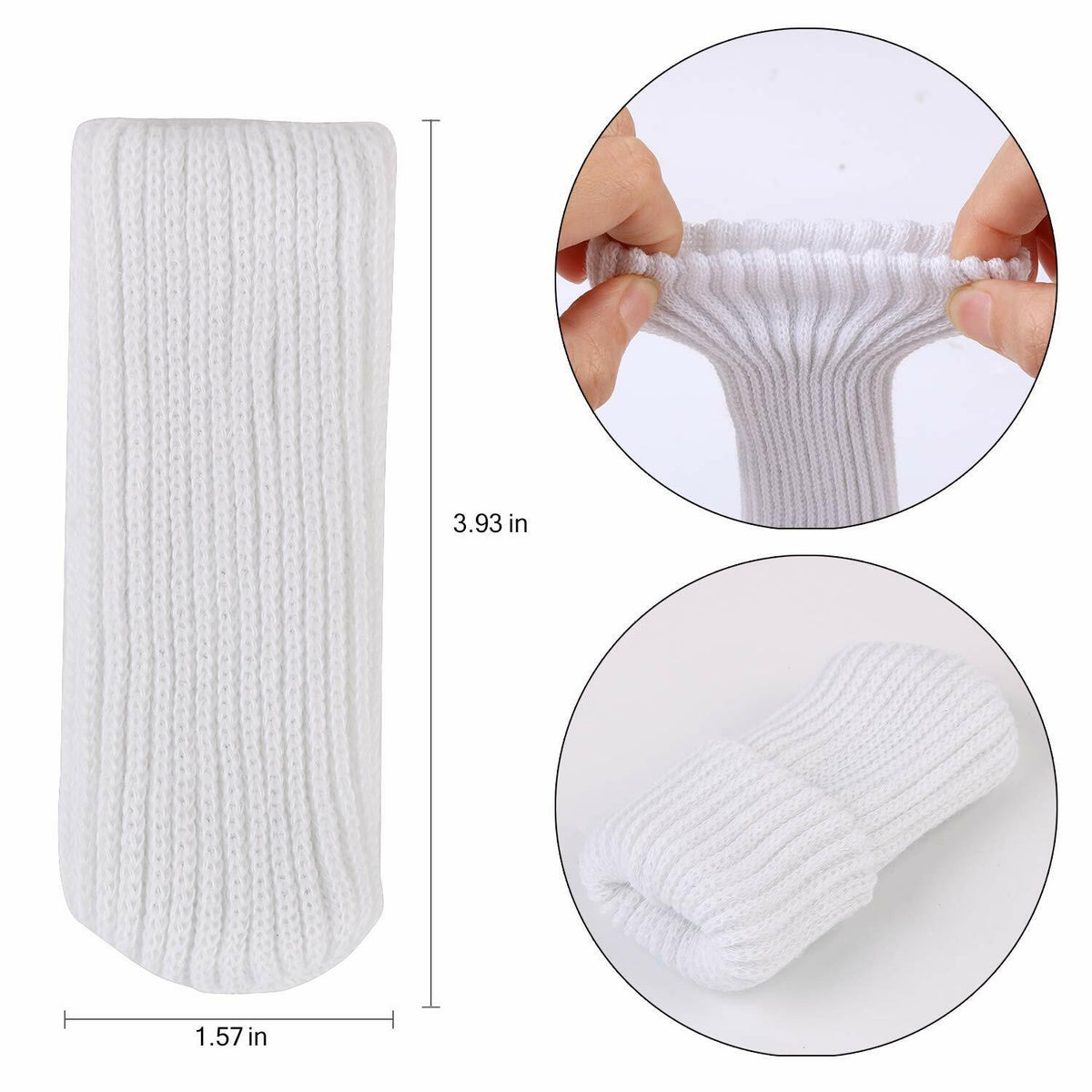 16 White Knitting Wool Chair Leg Socks Furniture Floor Protectors TEKEFT