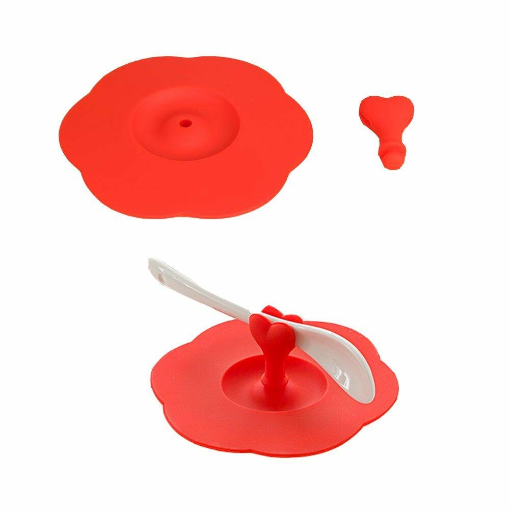 AKOAK 6-Pack Plum Cup Lids Silicone Teacup Lid with Spoon Holder 6 Colors
