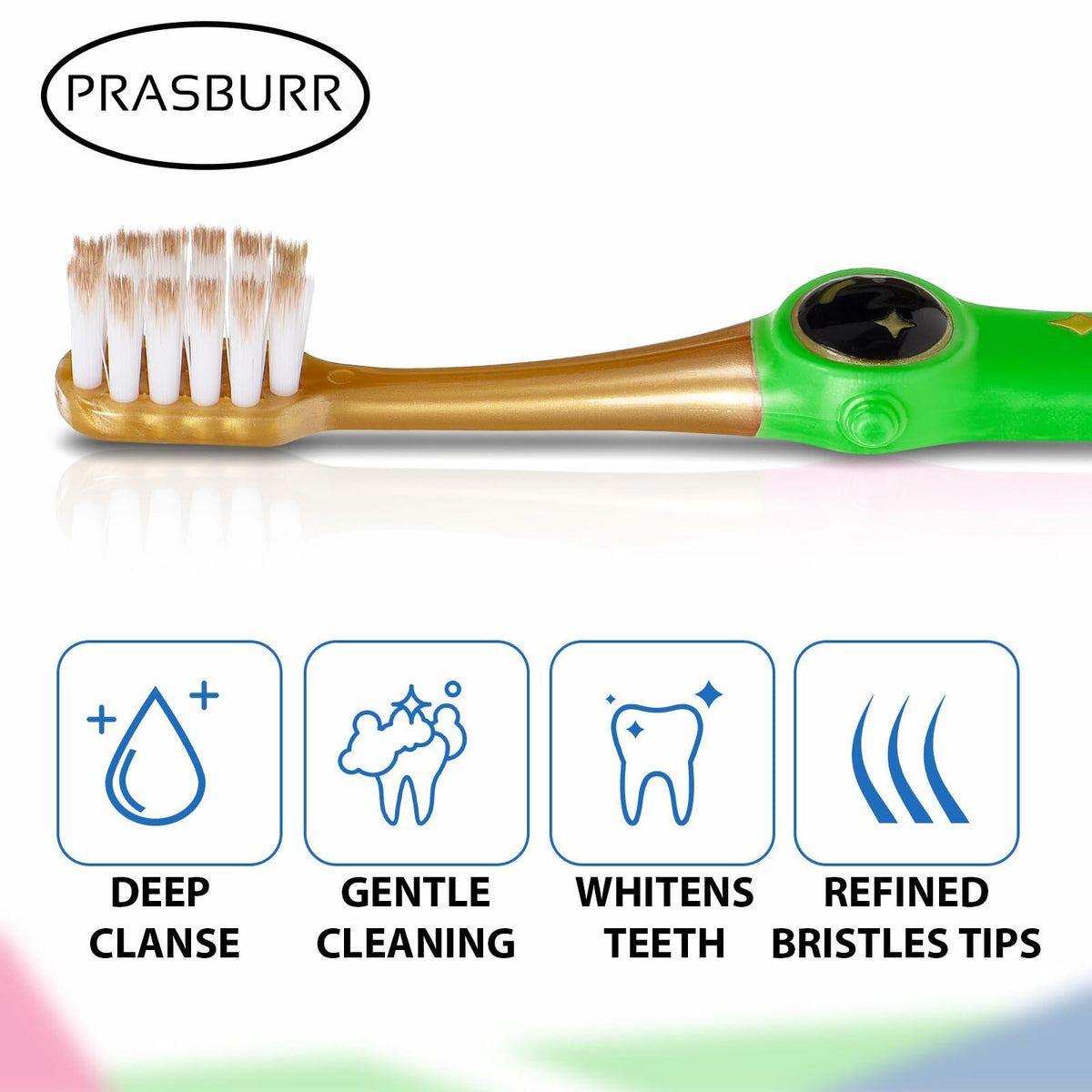 PRASBURR Toddler Toothbrush 4-Pack Galactic Adventures Soft Bristles Age 2-4+