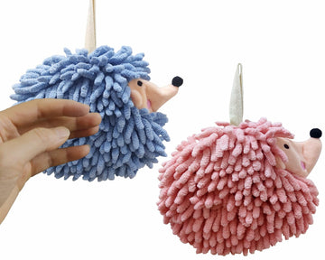 Xinadvrisfy 2-Pack Fuzzy Ball Hand Towels Super Soft Quick Dry Hedgehog