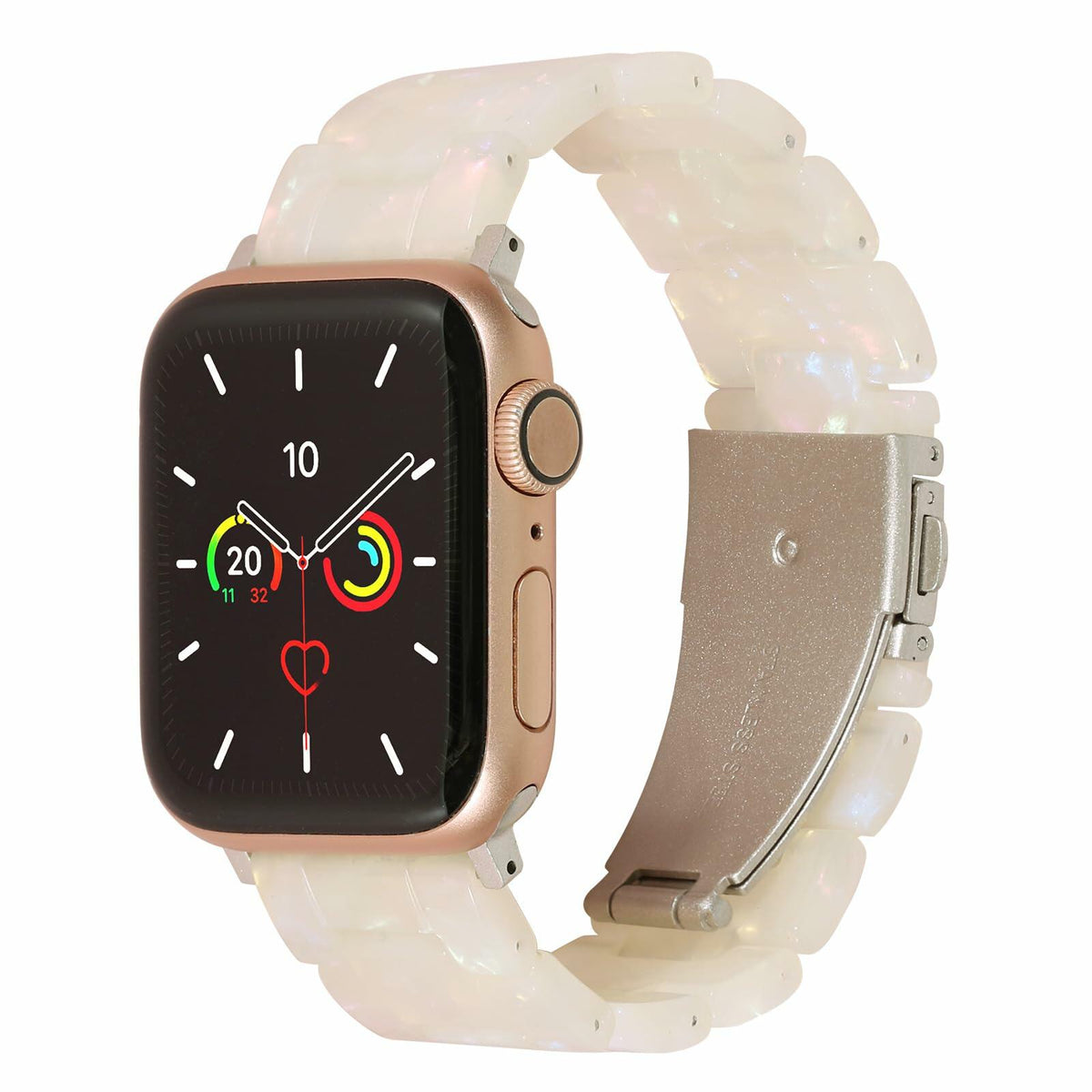 MAIRUI Resin Watch Band for Apple Watch 38-41mm Series 1-9 SE Iridescent White