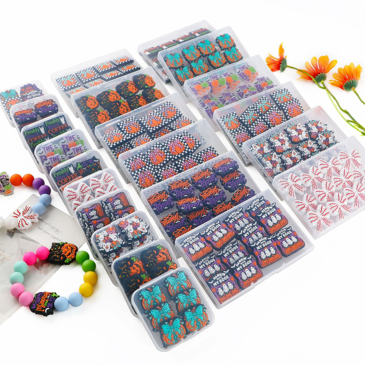 Lovyomi 12PCS Halloween Silicone Focal Beads Ghost DIY Pens Keychain Craft