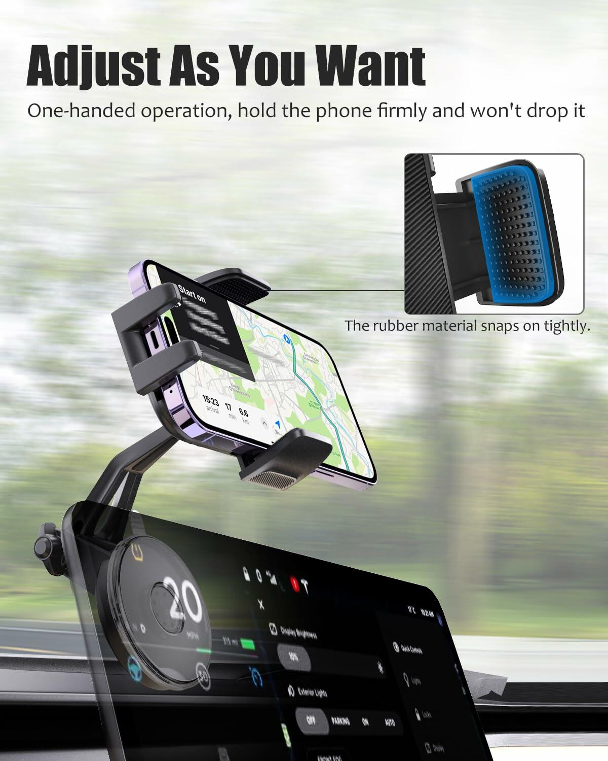 Wukanleng Suction Cup Phone Mount for Tesla Model 3/Y/S/X, 360° Rotating Holder