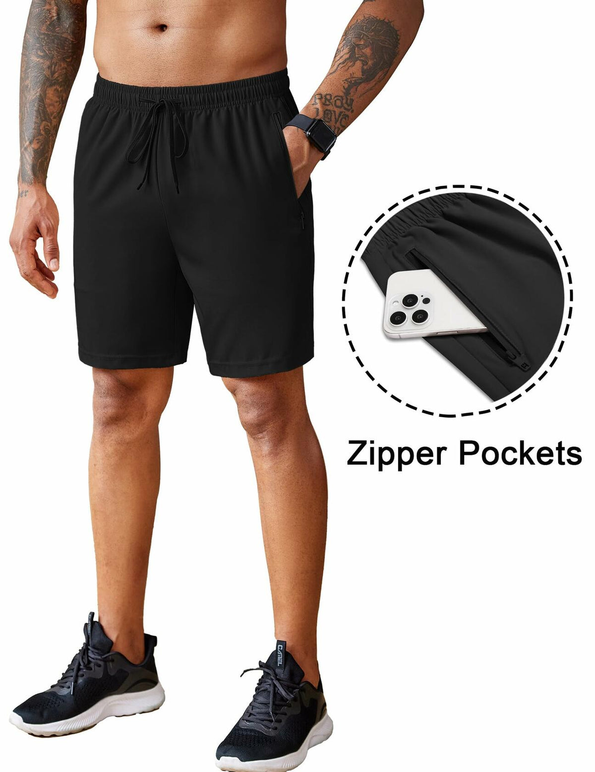 COOFANDY Men’s 7" Workout Gym Shorts 2-Pack Lightweight with Zipper Wine/Black
