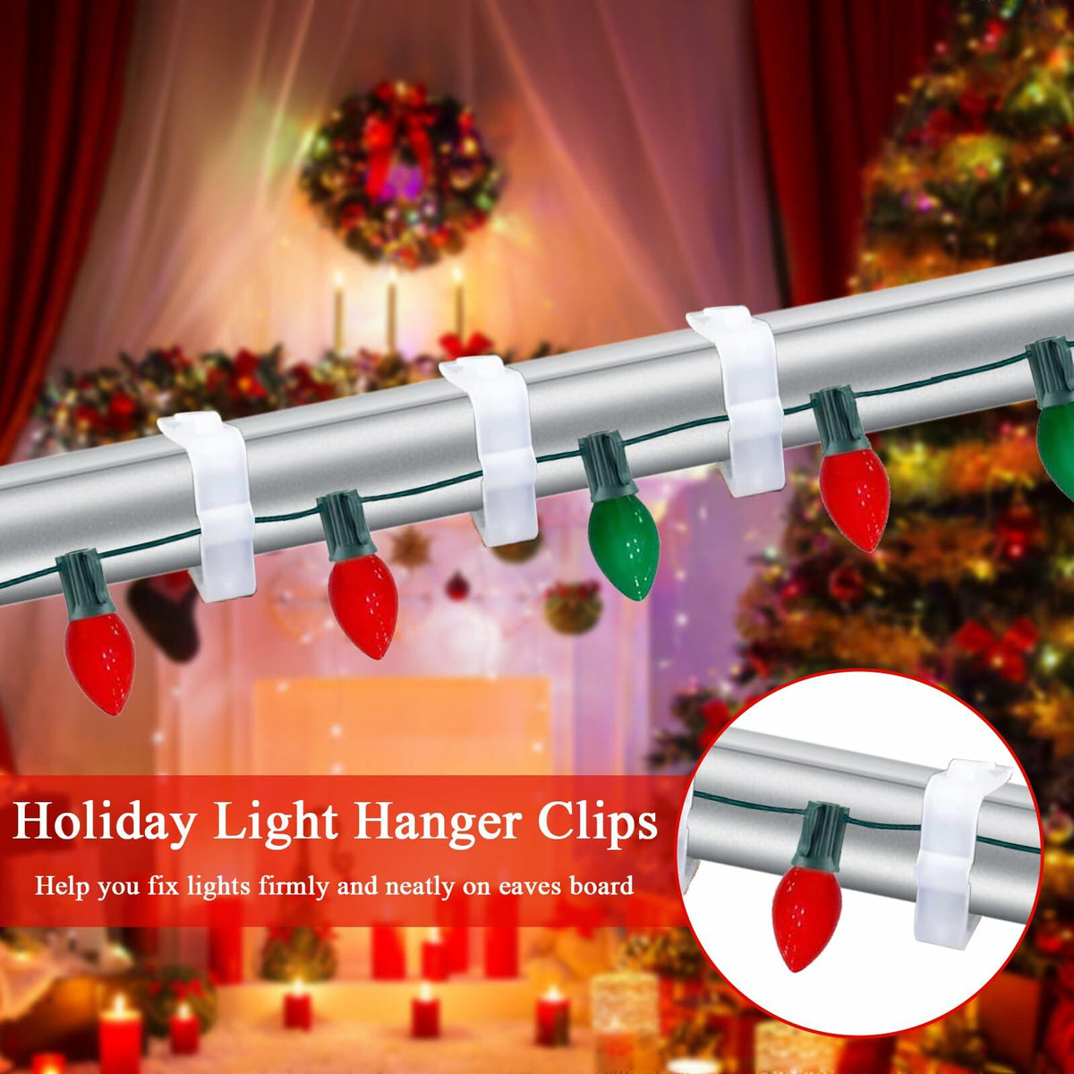 SIMPLIPLEX Holiday Light Clips 30-Pack Outdoor White Roof Gutter Fence