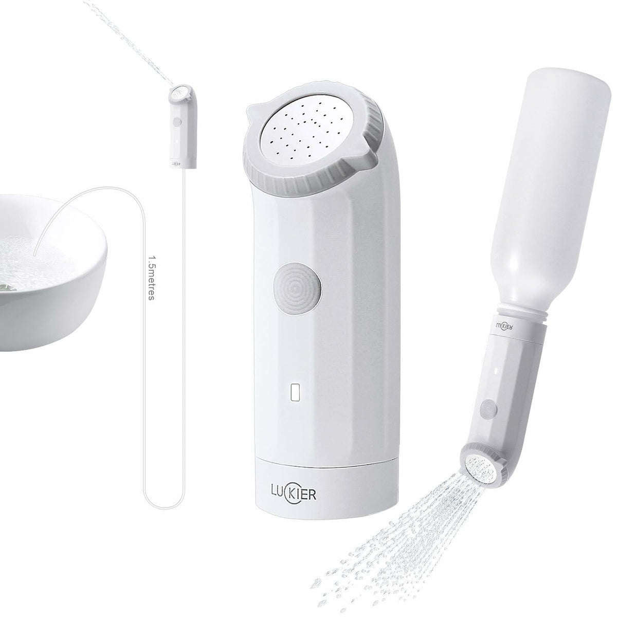 LUCKIER Portable Electric Bidet Handheld Spray 1.5m Hose Travel Use