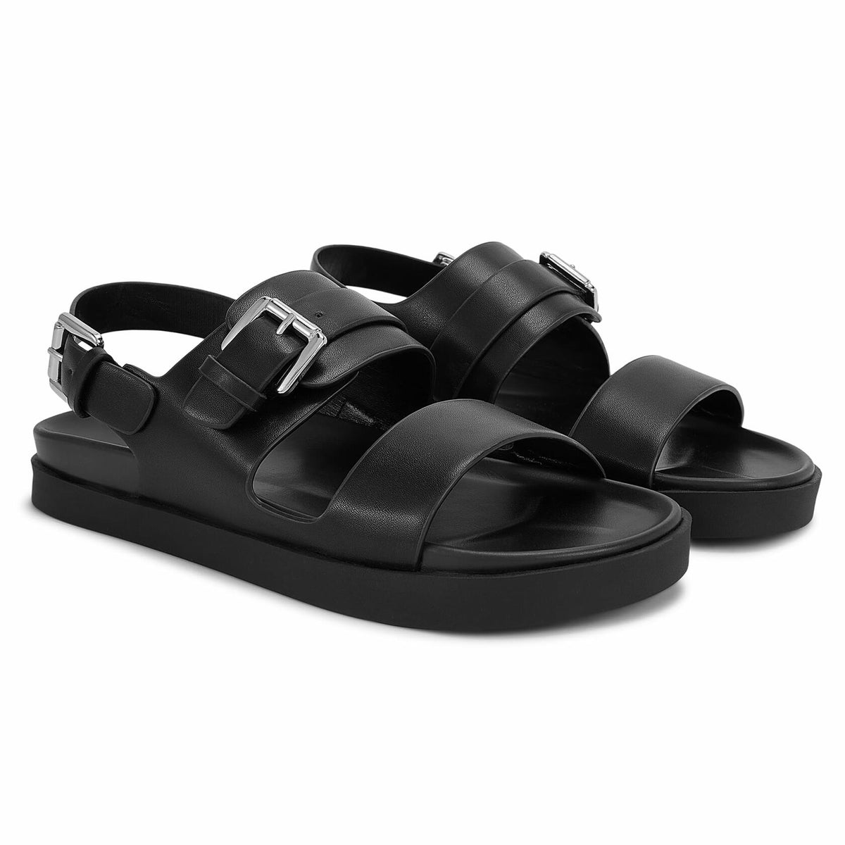 CosyFever Women’s Black Slip On Flat Sandals Adjustable Strap Size 9