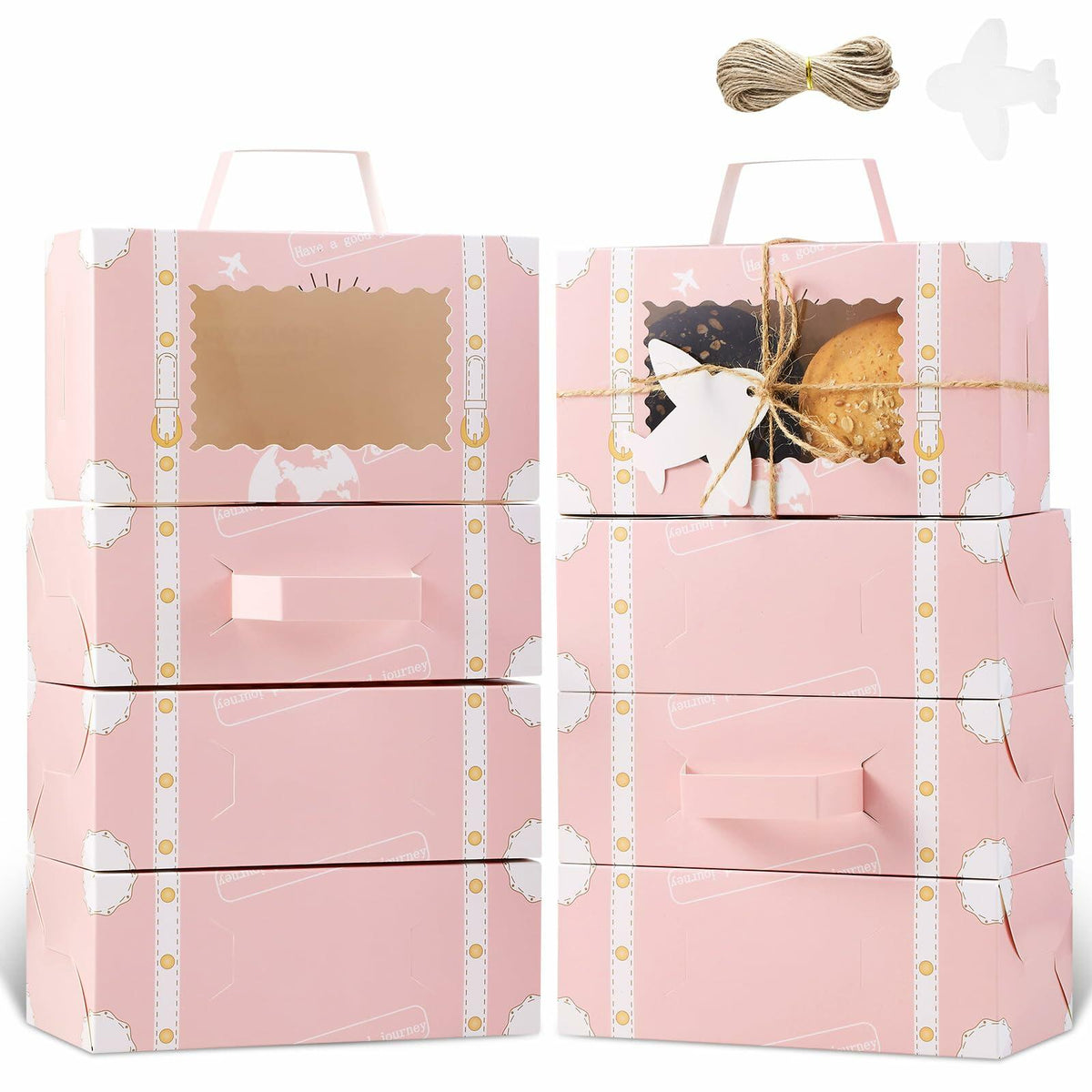 YODYZJ 20-Piece Mini Suitcase Party Favor Boxes Pink Small 6.55x3.85x2.45in