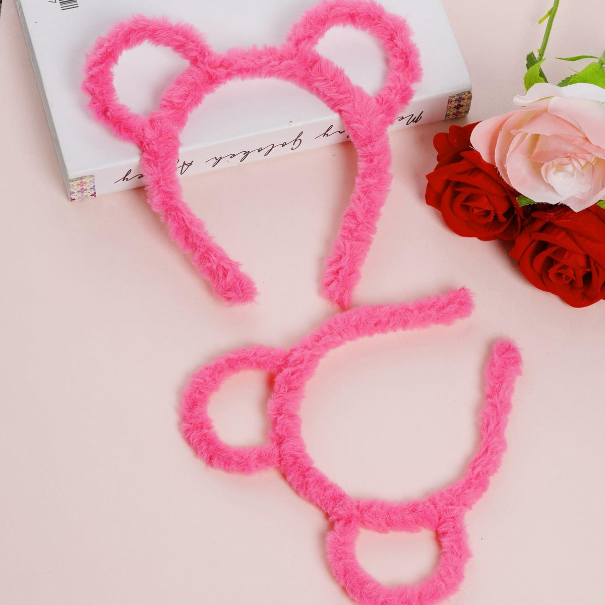 Yolyoo 3pcs Chipmunk Mouse Ears Headband Rose Red Standard Size