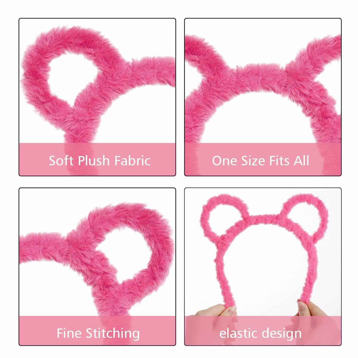 Yolyoo 3pcs Chipmunk Mouse Ears Headband Rose Red Standard Size