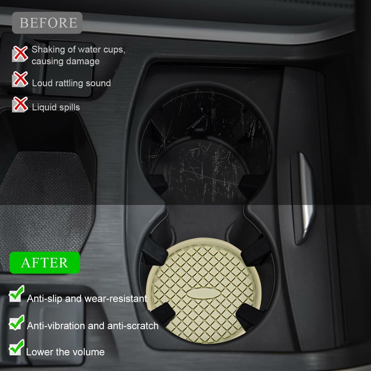 Yourkar 4 PCS Car Cup Holder Coasters 2.75in Silicone Non-Slip Yellow