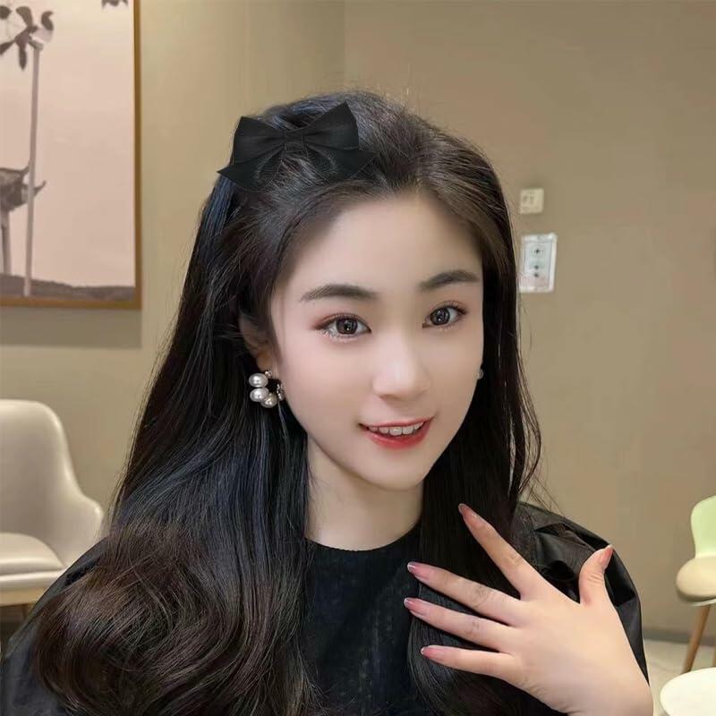 Hair Bow Clips for Women & Girls 4PCS Pink Black Bow Knot Hair Barrette