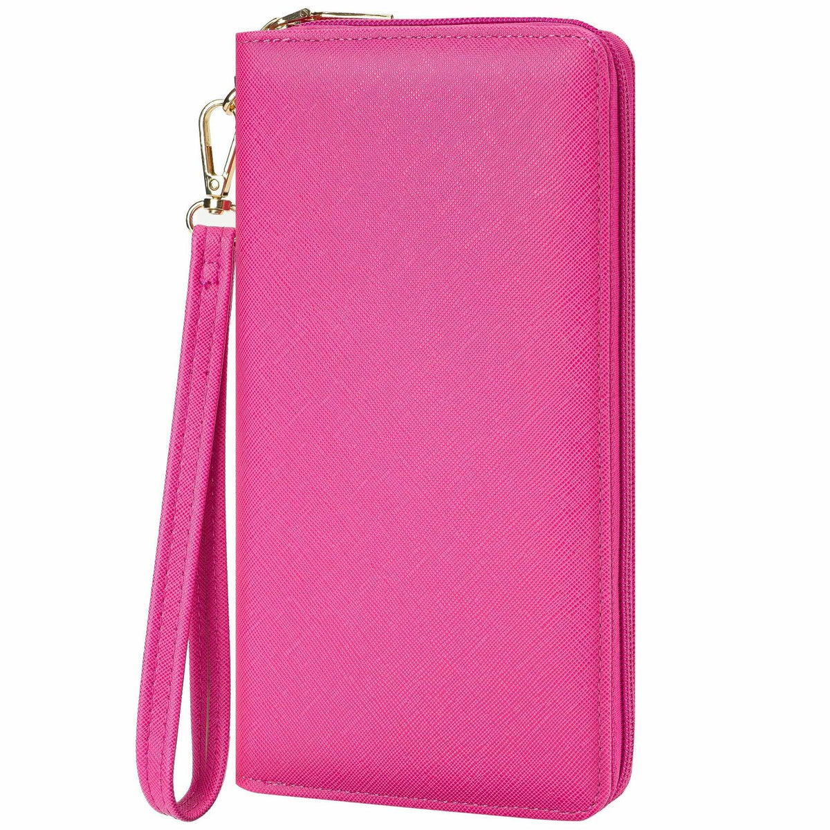 Chelmon Women's Vegan Leather Clutch Wallet with Zip, Hand Strap, Large Capacity