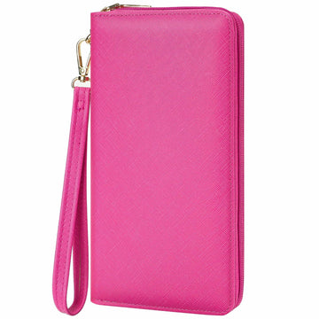 Chelmon Women's Vegan Leather Clutch Wallet with Zip, Hand Strap, Large Capacity
