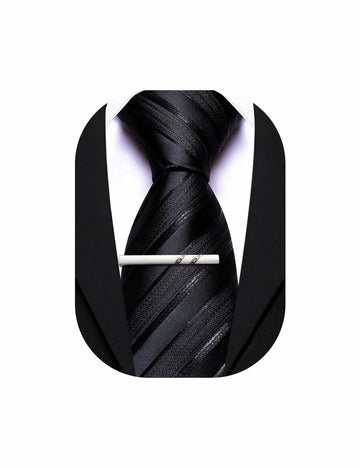 Barry.Wang Silk Men Striped Necktie Tie Clip Blush Pink Size One Size