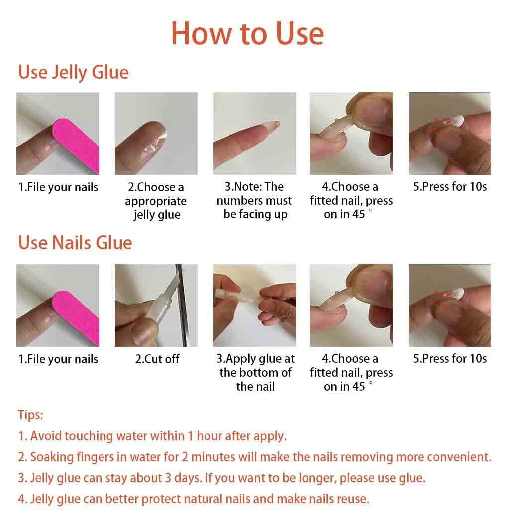 Enppode French Tip Almond Acrylic Press On Nails Medium White 24 Pcs