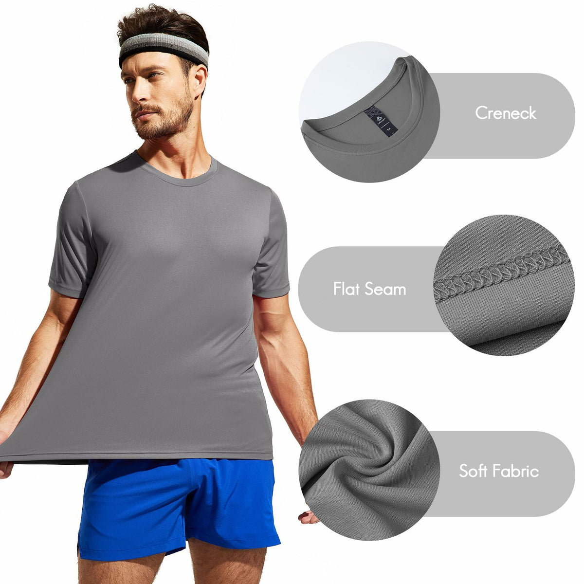 Haimont Mens UPF 50+ Fishing Shirt Quick Dry Short Sleeve Workout Tee 3XL Black