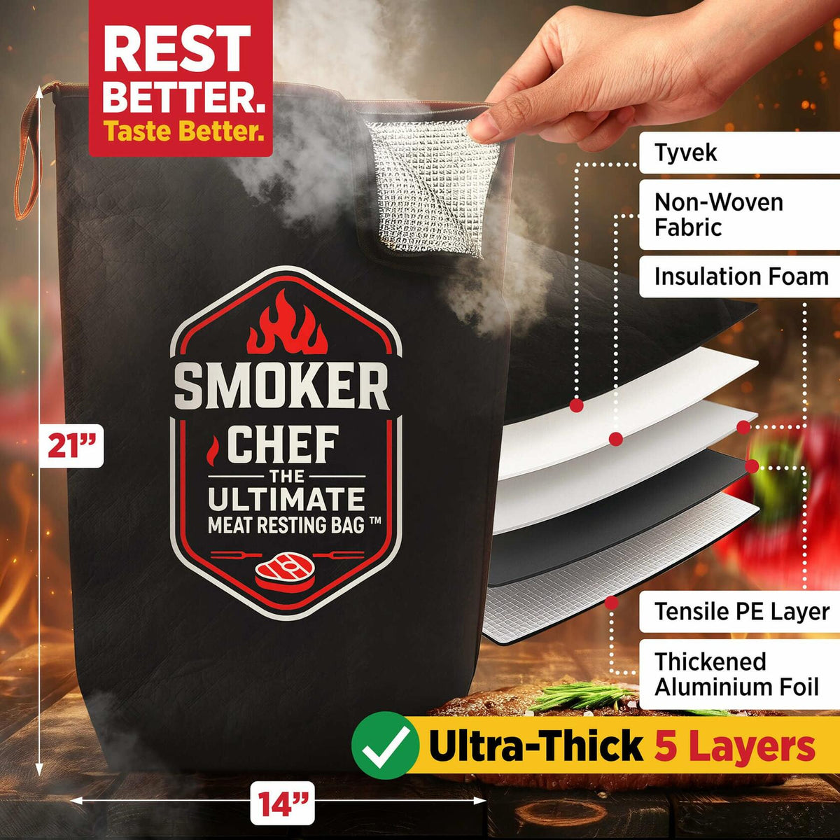 Smoker Chef Meat Resting Bag BBQ Blanket 21" Light Brown 24 Butcher Sheets