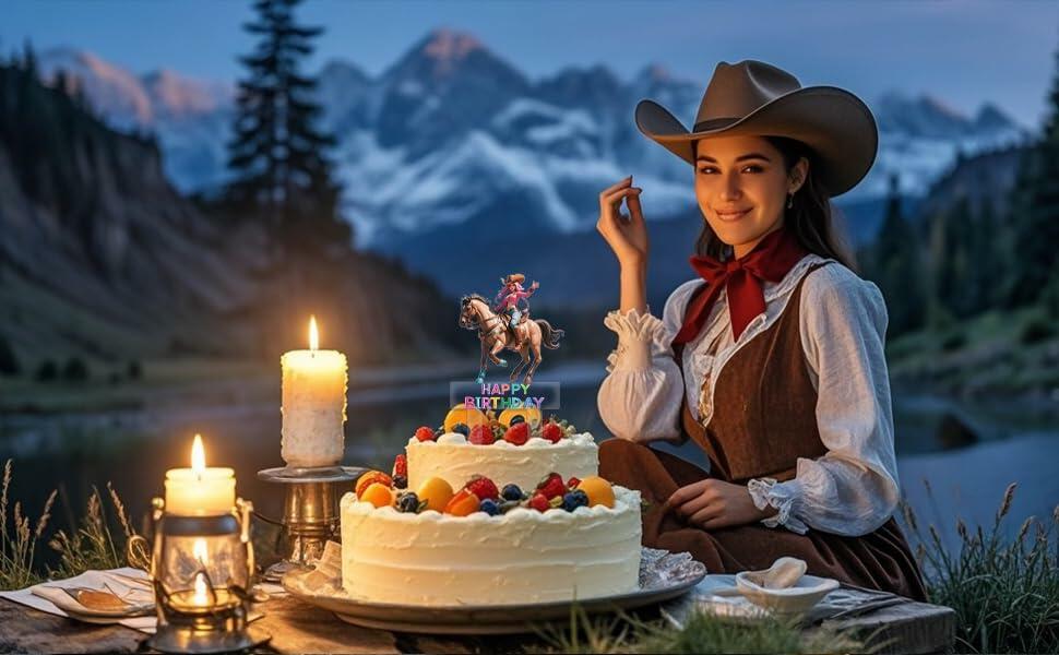 Palegg Cowgirl Cake Topper Western Party Supplies Brown Orange Red Acrylic
