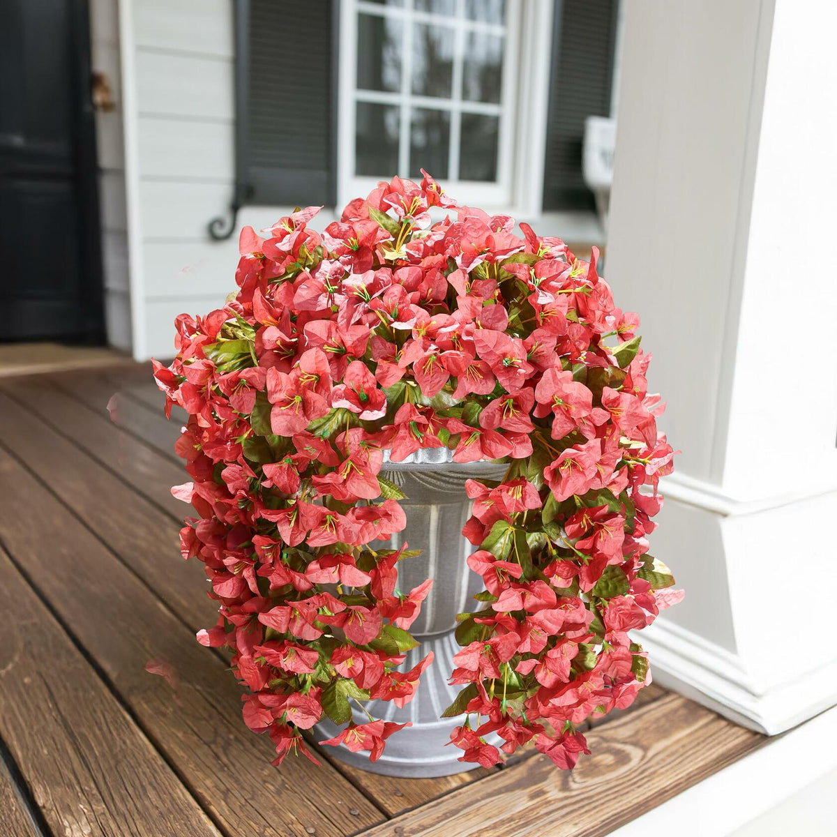 HyeFlora Bougainvillea Artificial Hanging Flowers Red 2pcs Silk UV Resistant