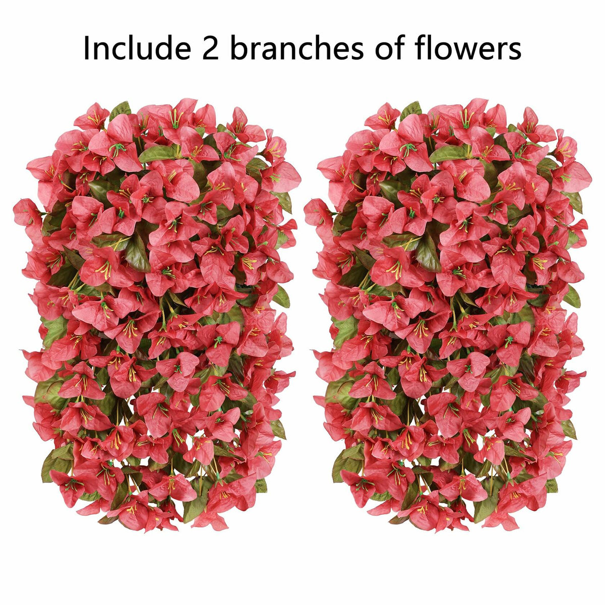 HyeFlora Bougainvillea Artificial Hanging Flowers Red 2pcs Silk UV Resistant
