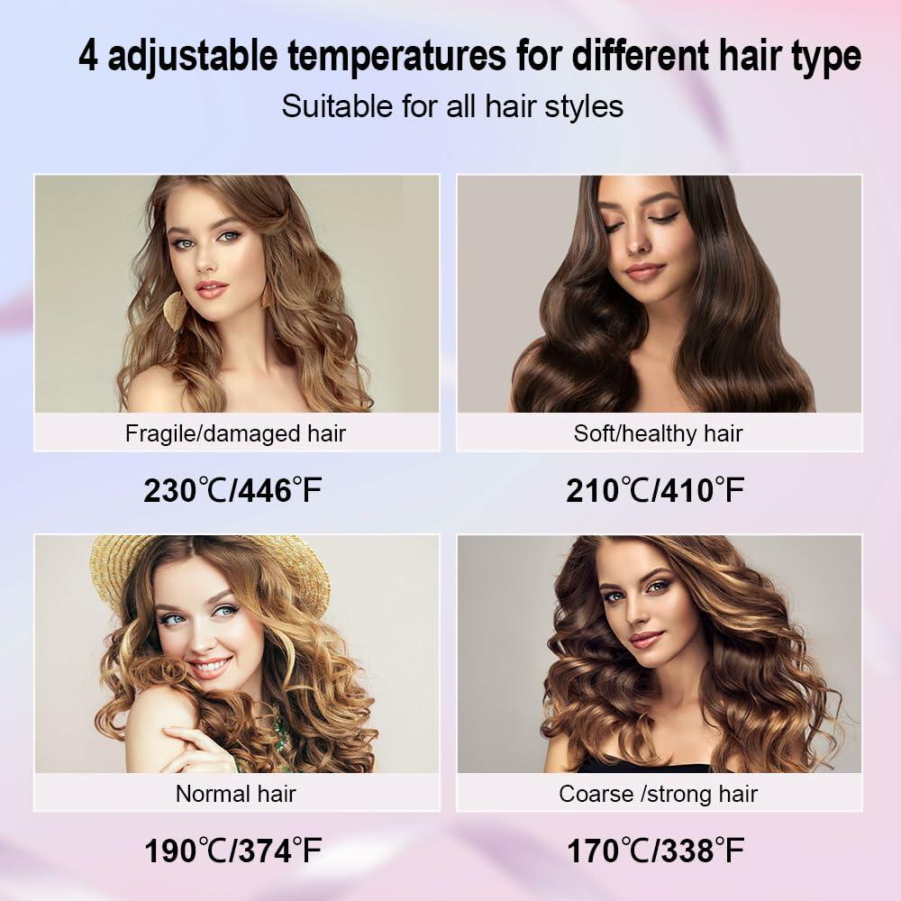 FOUYIN Auto Hair Curler 1 Inch 4 Temp Fast Heating Dual Voltage Blue