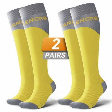 Azalencro Compression Socks Knee High 20-30 mmHg Yellow 2 Pairs Size M