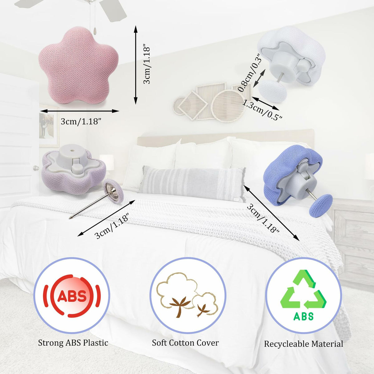 6pcs Star Shaped Duvet Pins Clips Comforter Holder Double-Sided Blue