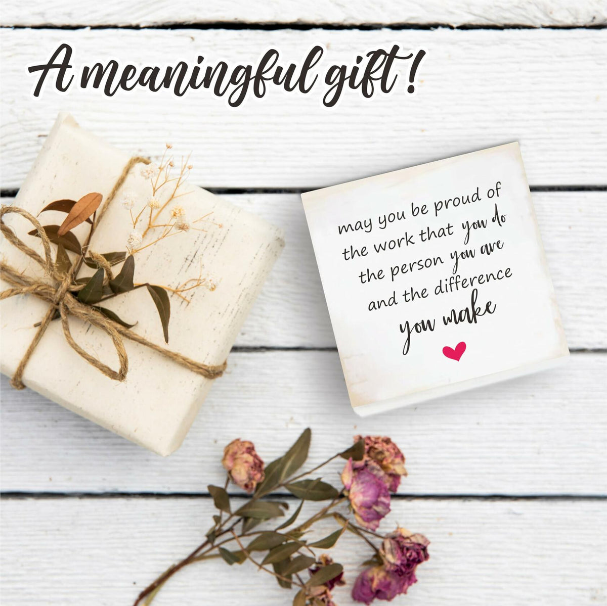 4"x4" Natural Pine Wood Plaque - Inspirational Rustic Home & Office Decor
