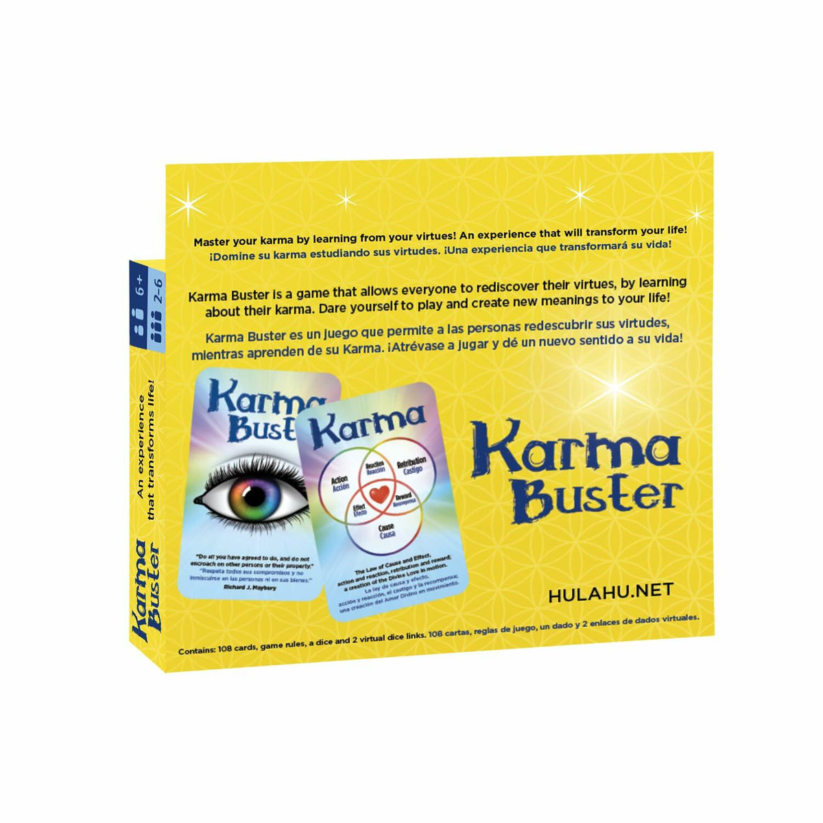 HULAHU Karma Buster Card Game Bilingual EN/SP Fun Skill Game 0.45lb