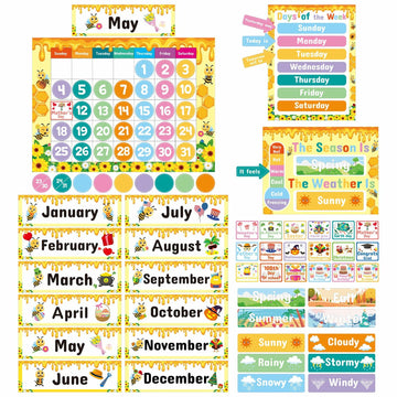 Bee Classroom Calendar Set Back to School Bulletin Board Decoration w/ Stickers