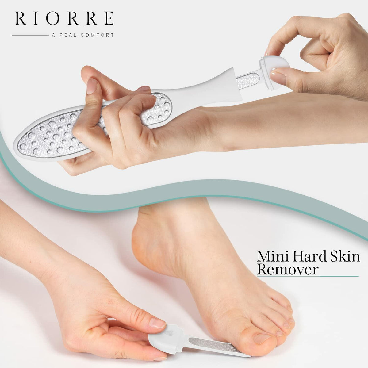 Riorre Professional 3-in-1 Foot Scrubber Callus Remover White Pack 1