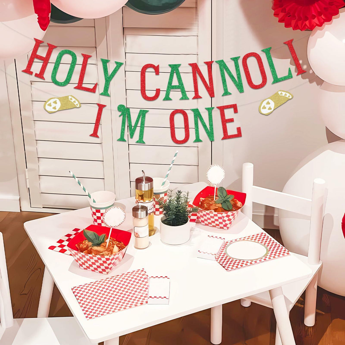 Sursurprise Holy Cannoli 1st Birthday Banner Italian Food Theme 1 Year Old
