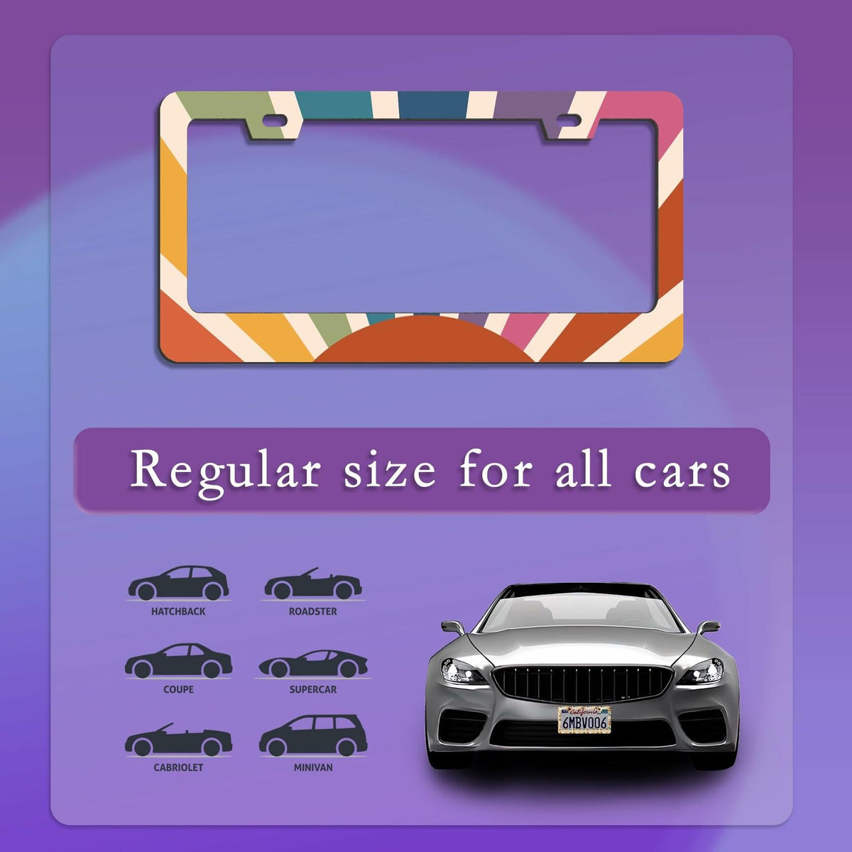TUBAMQ Groovy Sun Aluminum License Plate Frame Rustproof US Canada Std