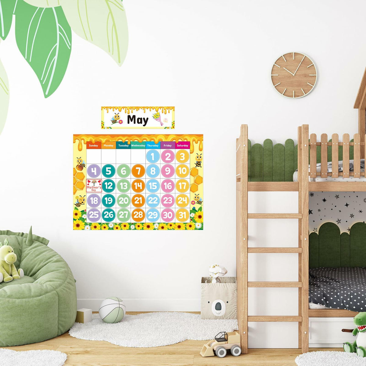 Bee Classroom Calendar Set Back to School Bulletin Board Decoration w/ Stickers