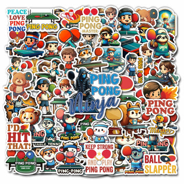 BIGZORO 50PCS Ping Pong Table Tennis Stickers Waterproof Vinyl Decals