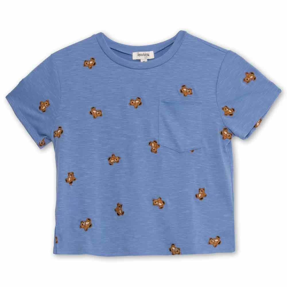 Speechless Girl's Graphic T-Shirt Periwinkle Bear Size XL