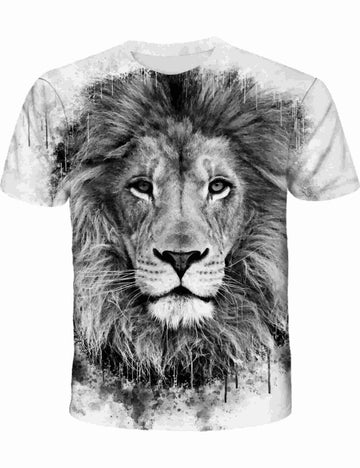 Wuiliy 3D Pattern T Shirt for Men Casual Printed Short Sleeve Animal Graphic Tee