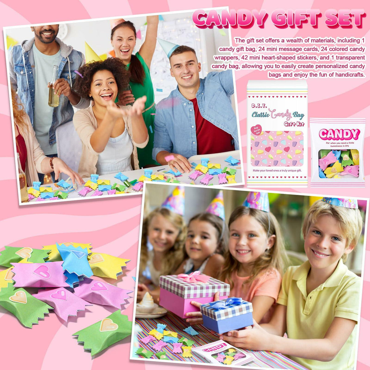 Sadnyy DIY Emotional Support Candy Bags 24 Count Positive Affirmation Kit